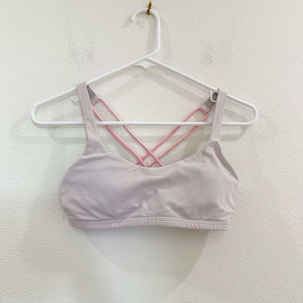 Lululemon Free To Be Strapped Sports Bra Pink  Gray Athleisure Hiking Yoga 4
